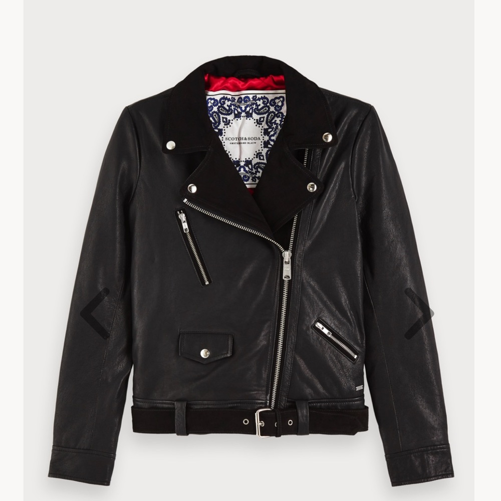SCOTCH & SODA 100% sheepskin leather biker jacket